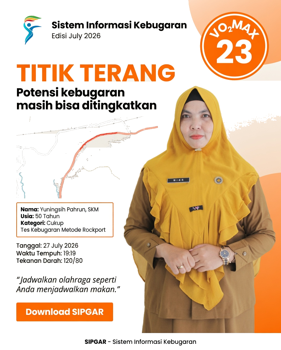 Cover hasil tes kebugaran Yuningsih Pahrun, SKM