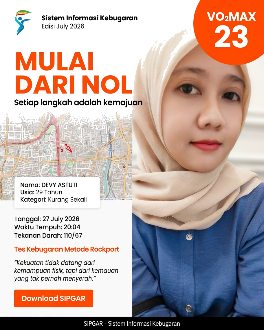 Cover hasil tes kebugaran DEVY ASTUTI