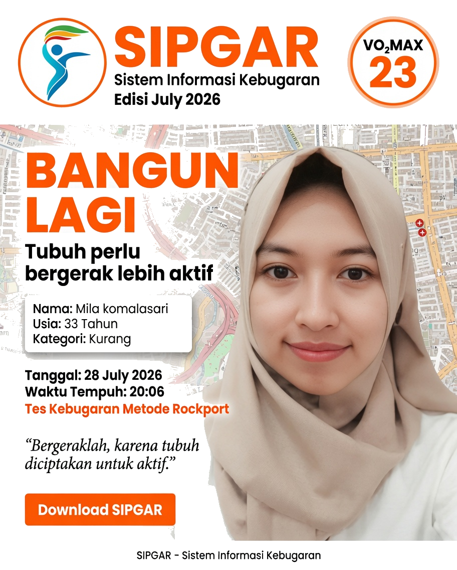 Cover hasil tes kebugaran Mila komalasari