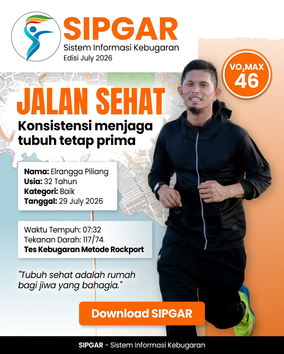 Cover hasil tes kebugaran Elrangga Piliang