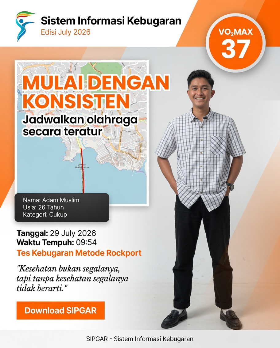 Cover hasil tes kebugaran Adam Muslim
