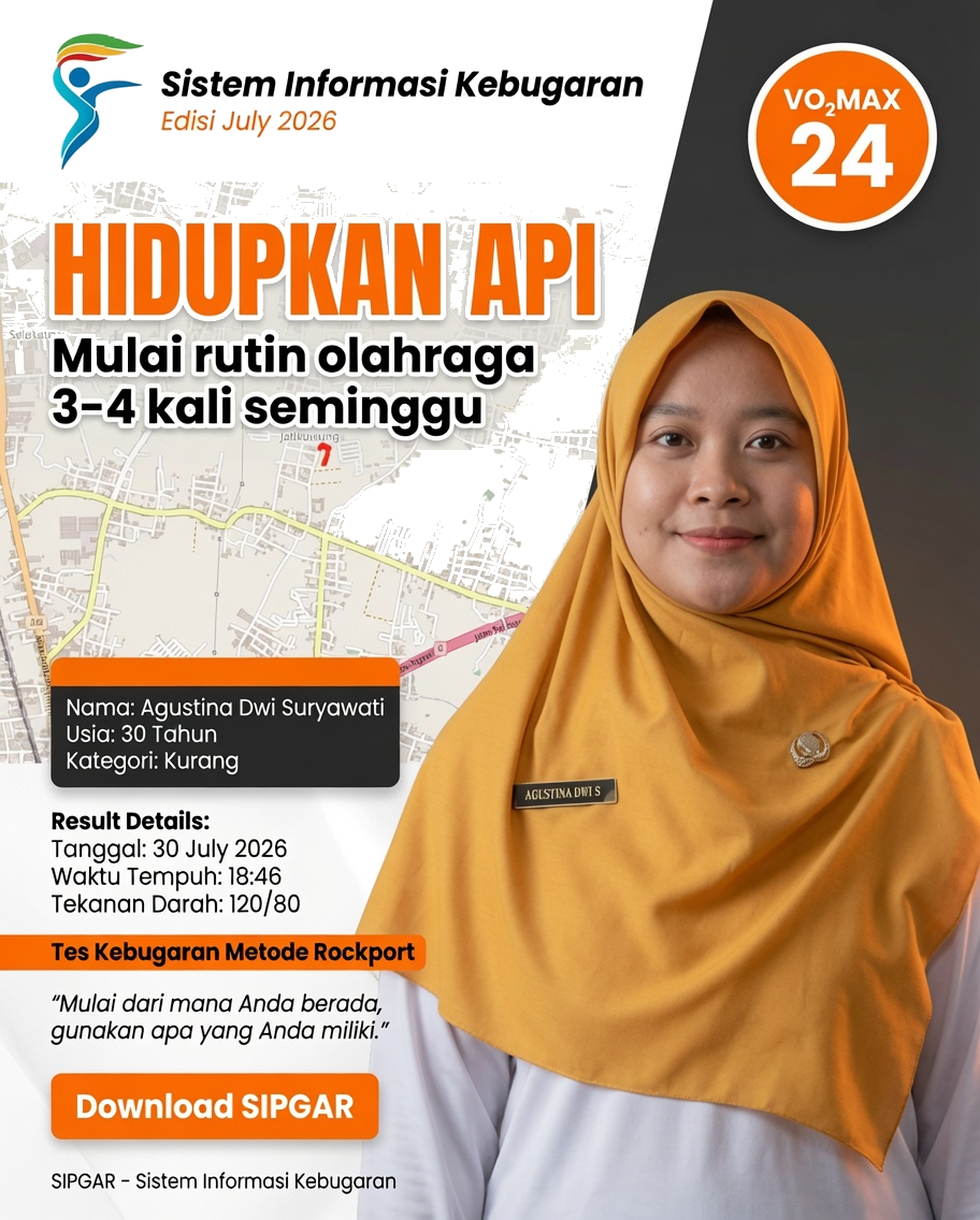 Cover hasil tes kebugaran Agustina Dwi Suryawati