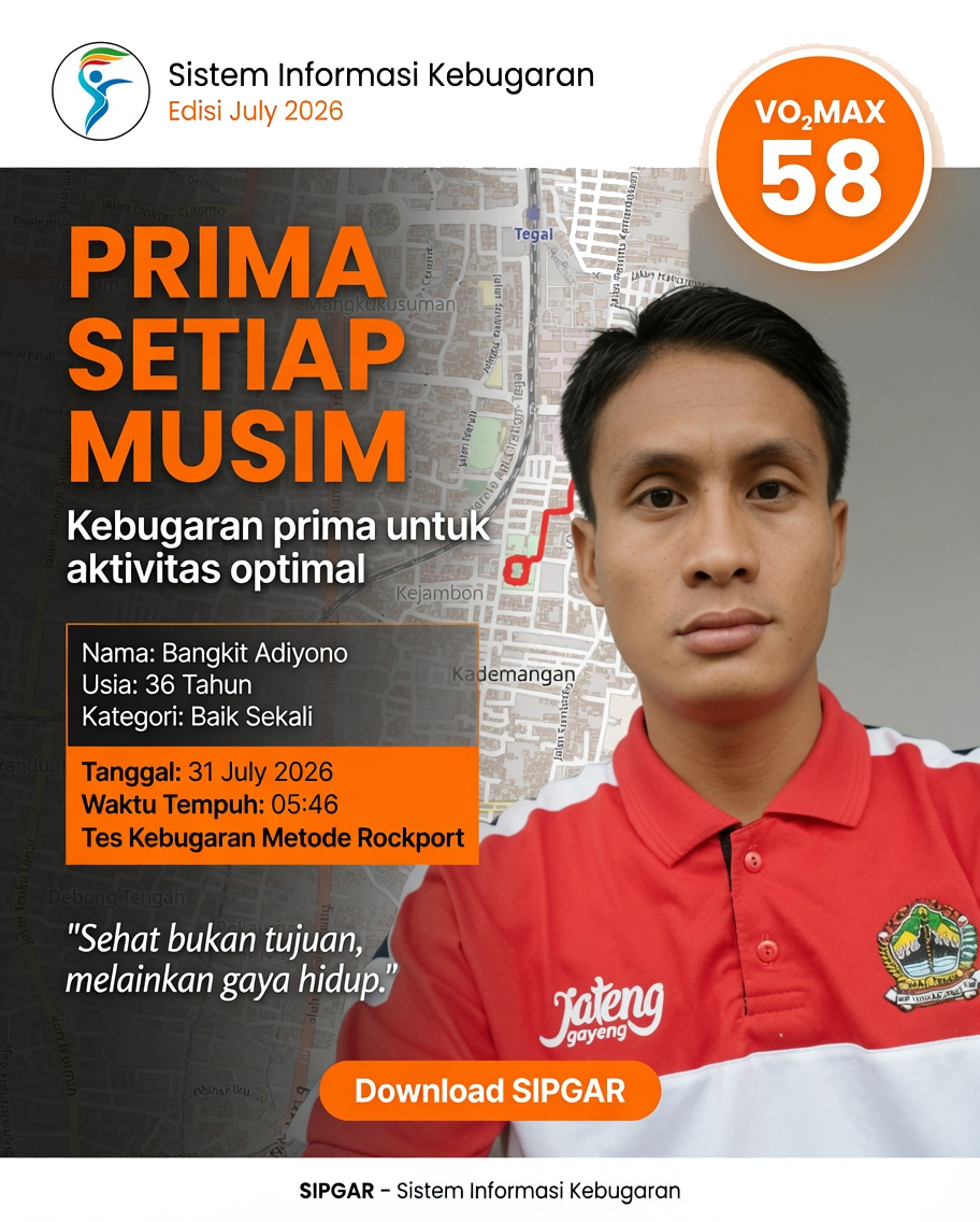 Cover hasil tes kebugaran Bangkit Adiyono