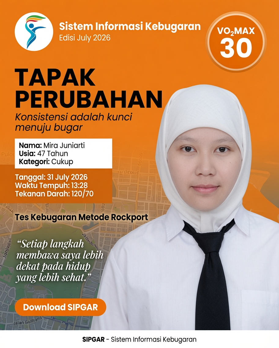 Cover hasil tes kebugaran Mira Juniarti