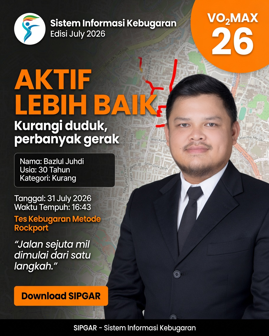 Cover hasil tes kebugaran Bazlul Juhdi