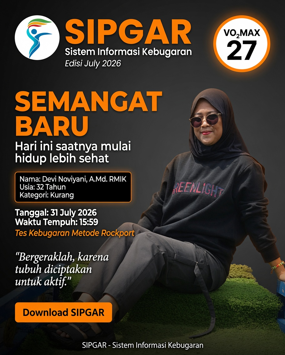 Cover hasil tes kebugaran Devi Noviyani, A.Md. RMIK