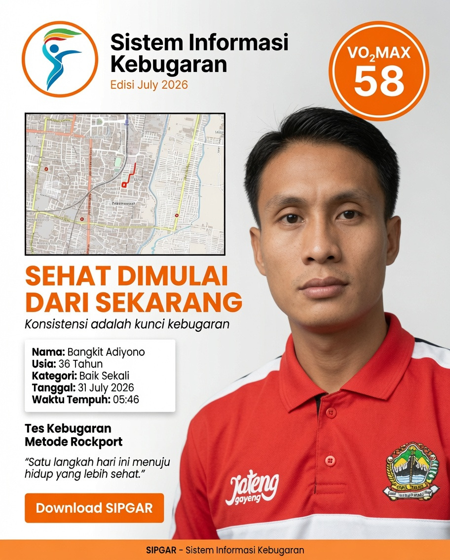 Cover hasil tes kebugaran Bangkit Adiyono