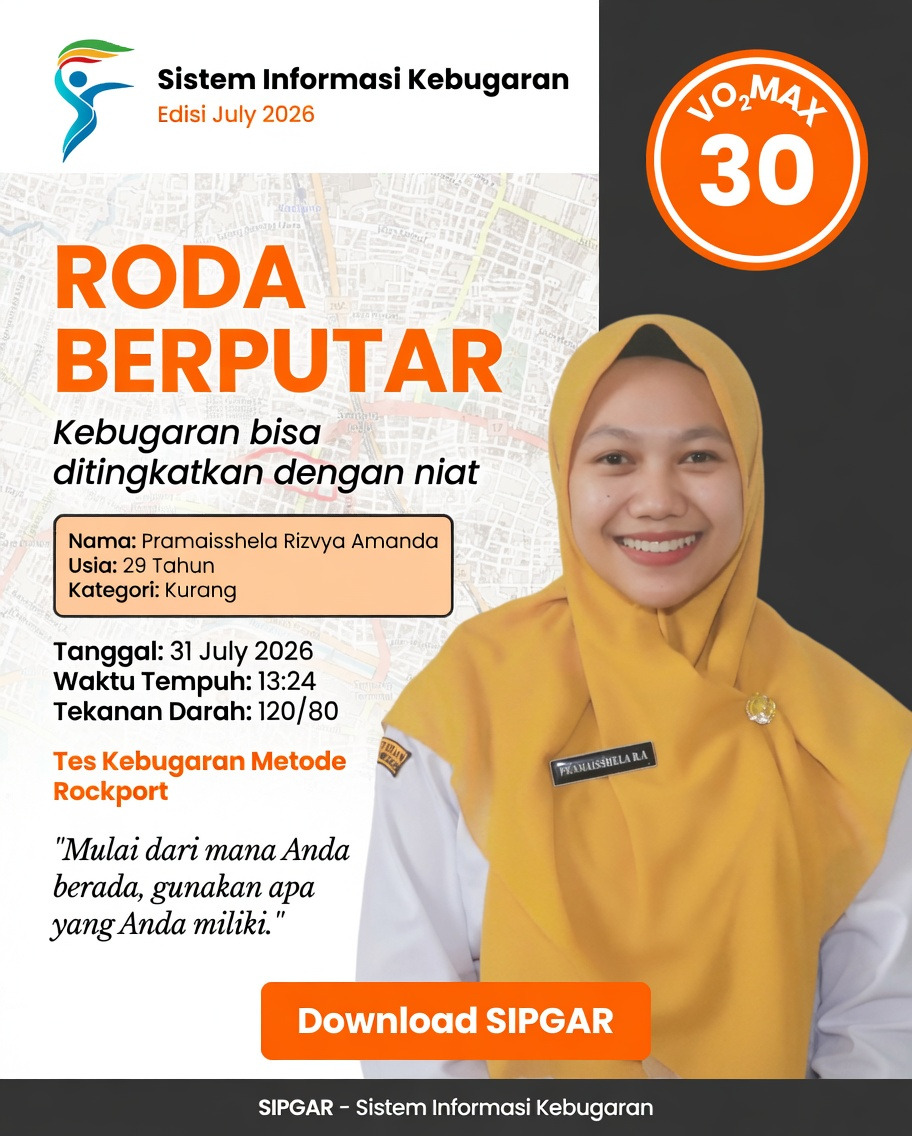 Cover hasil tes kebugaran Pramaisshela Rizvya Amanda