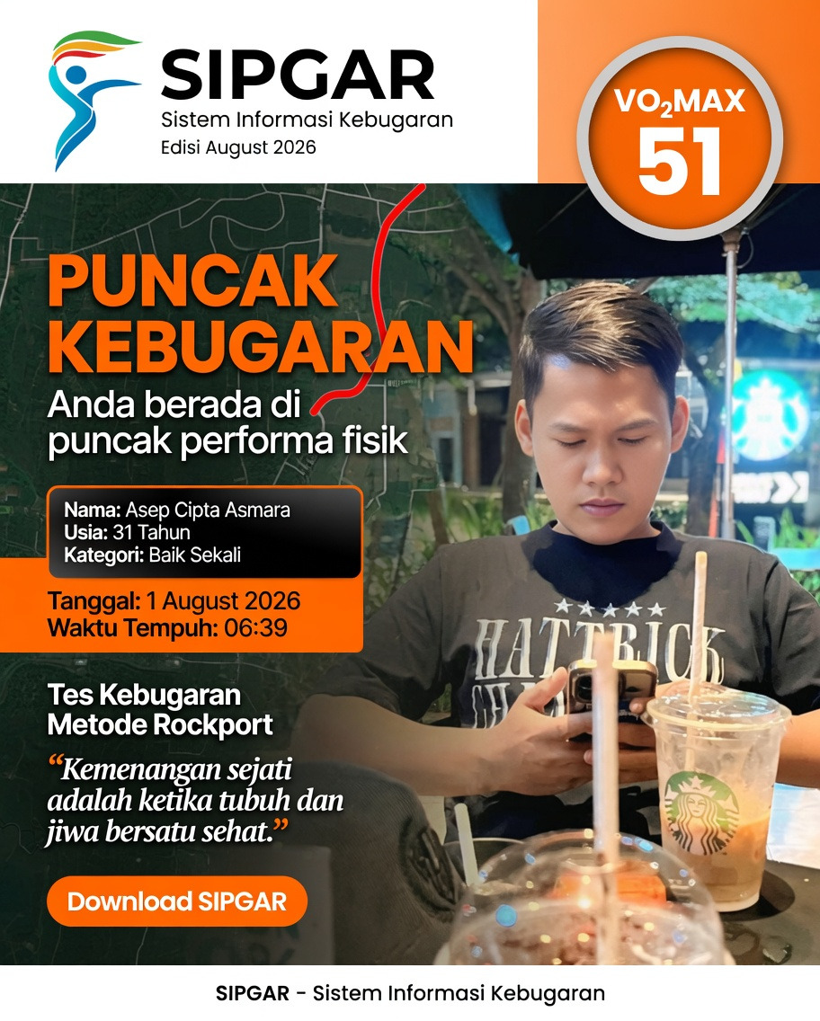 Cover hasil tes kebugaran Asep Cipta Asmara