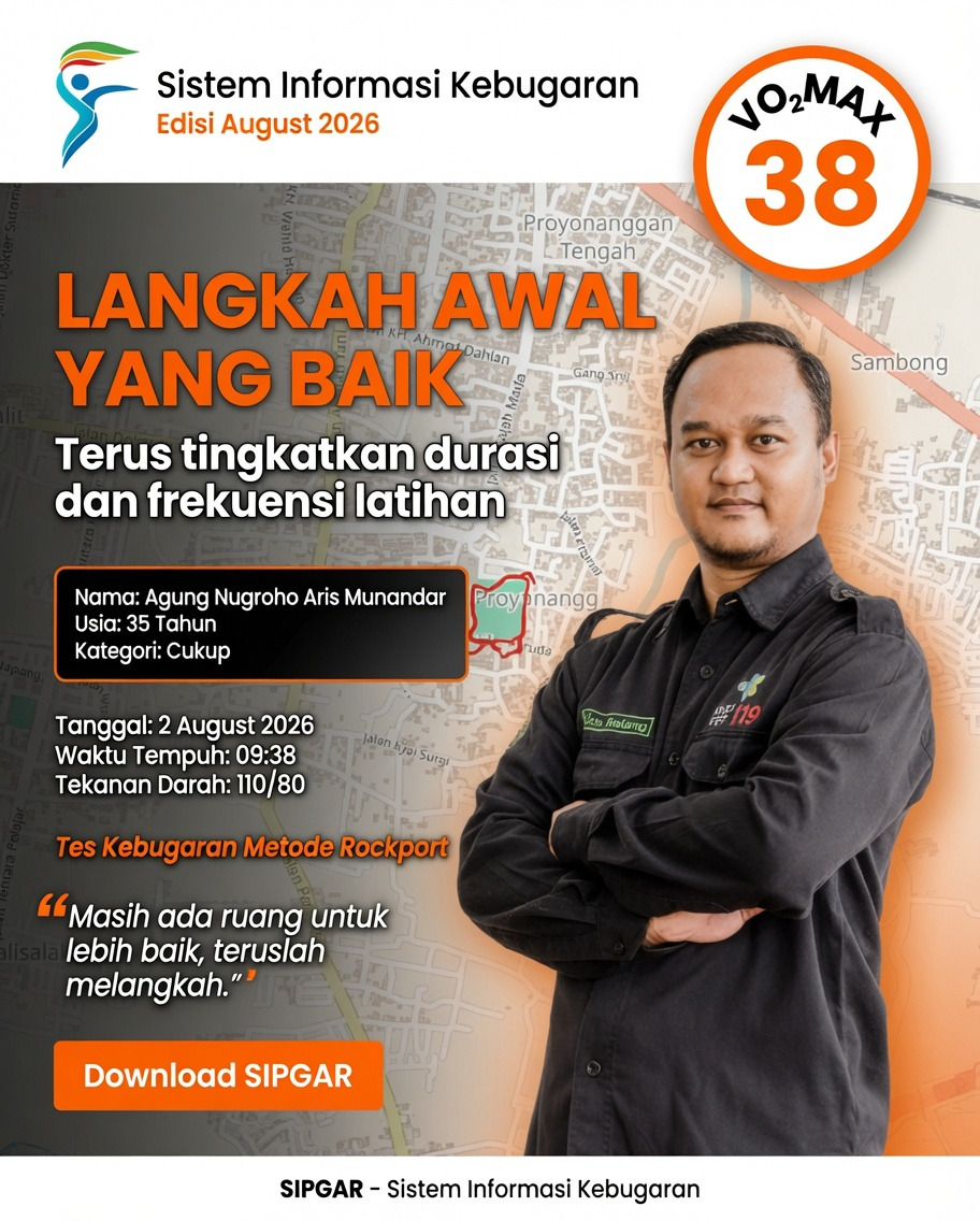 Cover hasil tes kebugaran Agung Nugroho Aris Munandar