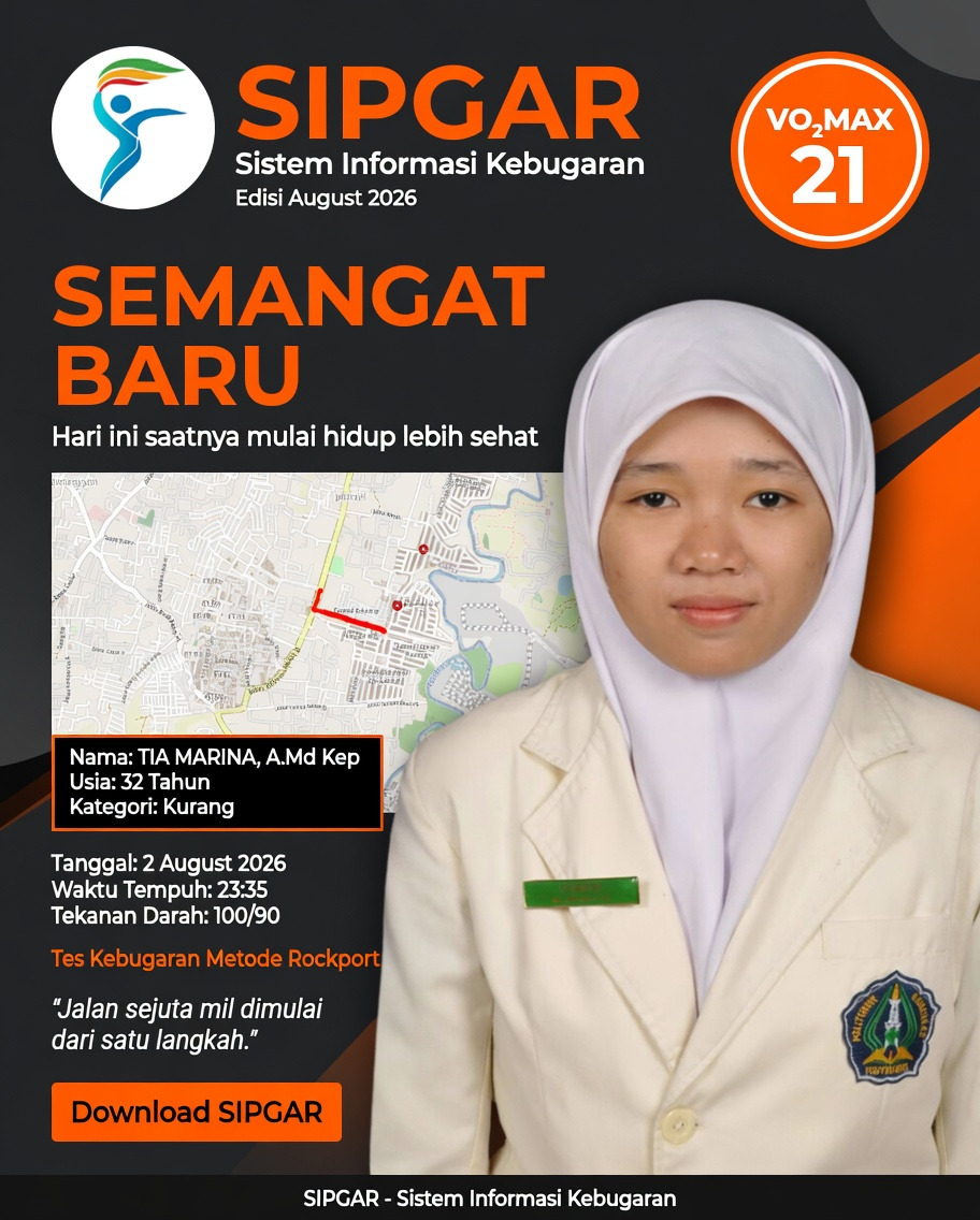 Cover hasil tes kebugaran TIA MARINA, A.Md Kep