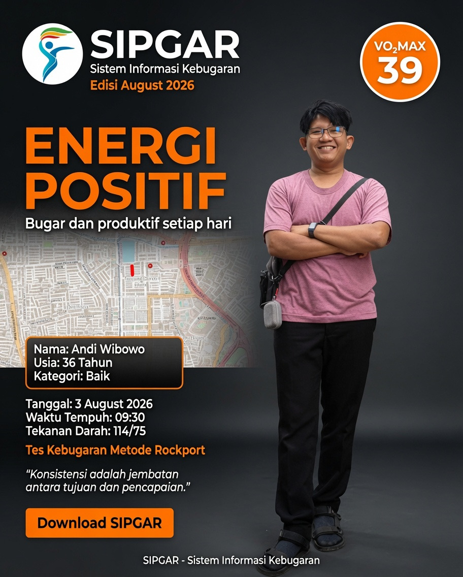 Cover hasil tes kebugaran Andi Wibowo