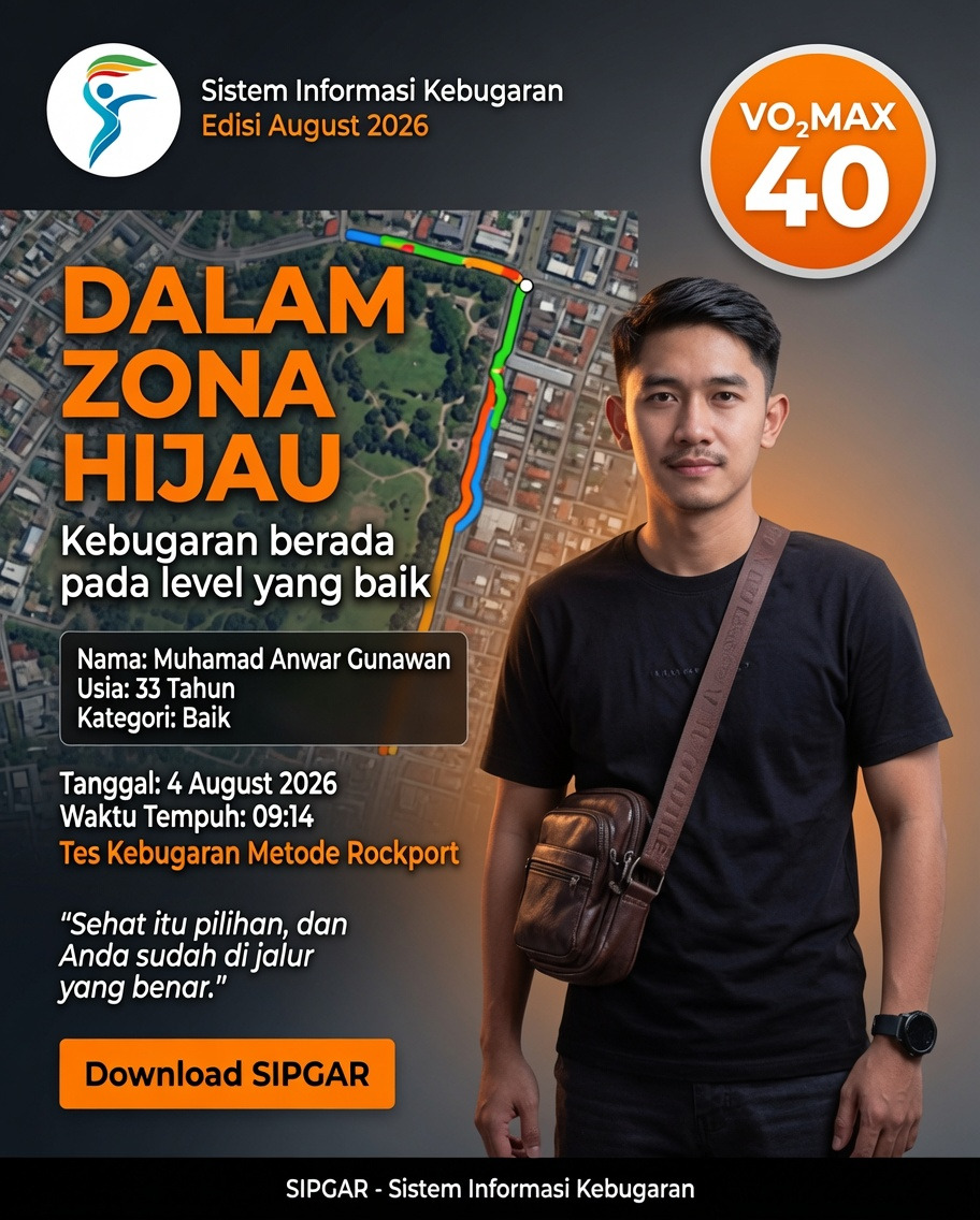 Cover hasil tes kebugaran Muhamad Anwar Gunawan
