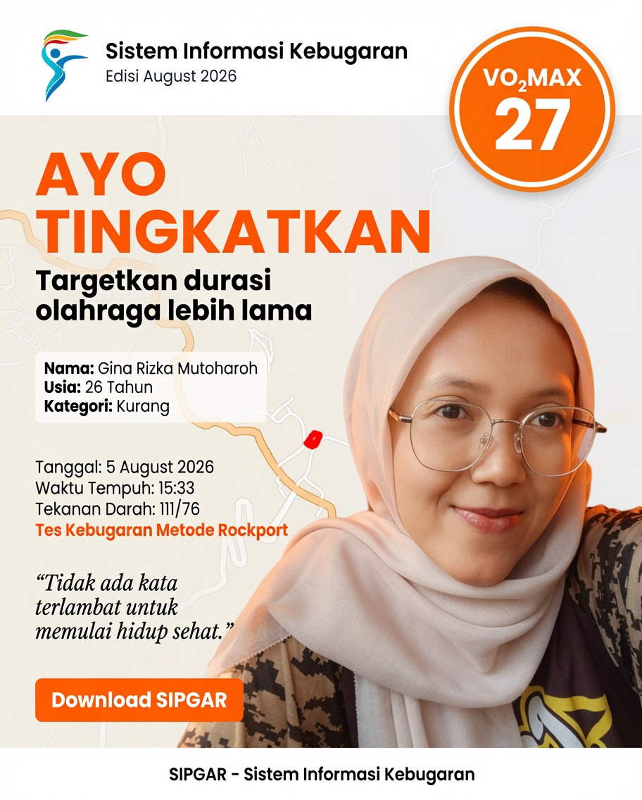 Cover hasil tes kebugaran Gina Rizka Mutoharoh