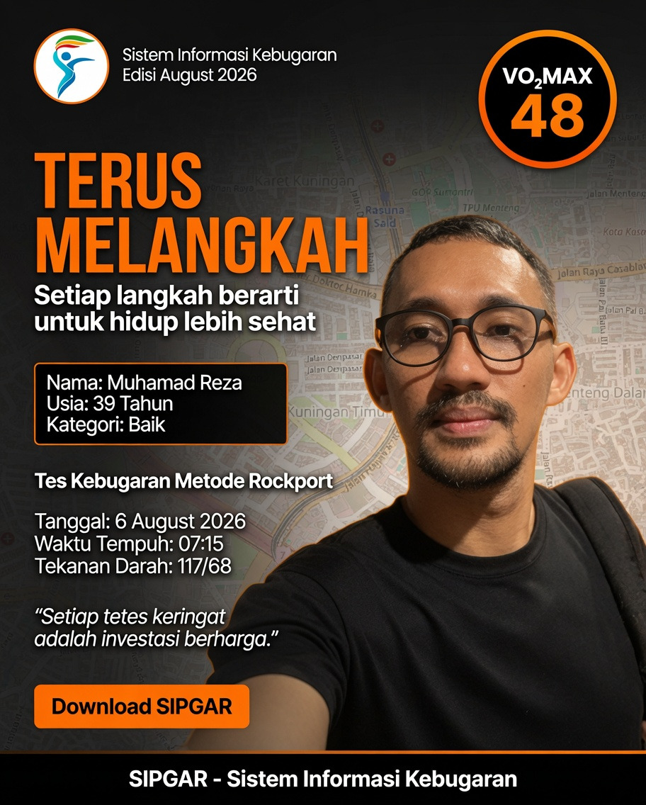 Cover hasil tes kebugaran Muhamad Reza