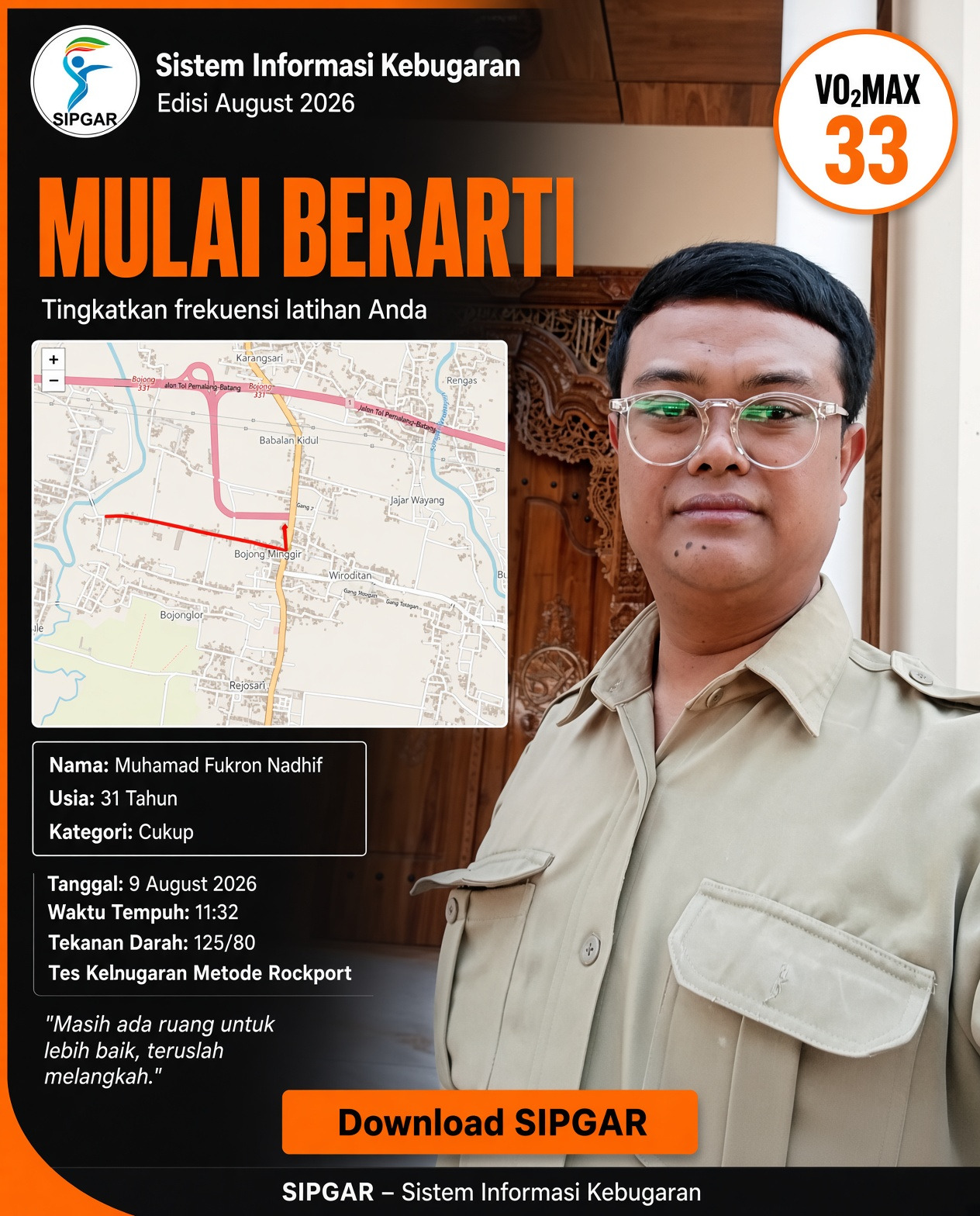 Cover hasil tes kebugaran Muhamad Fukron Nadhif