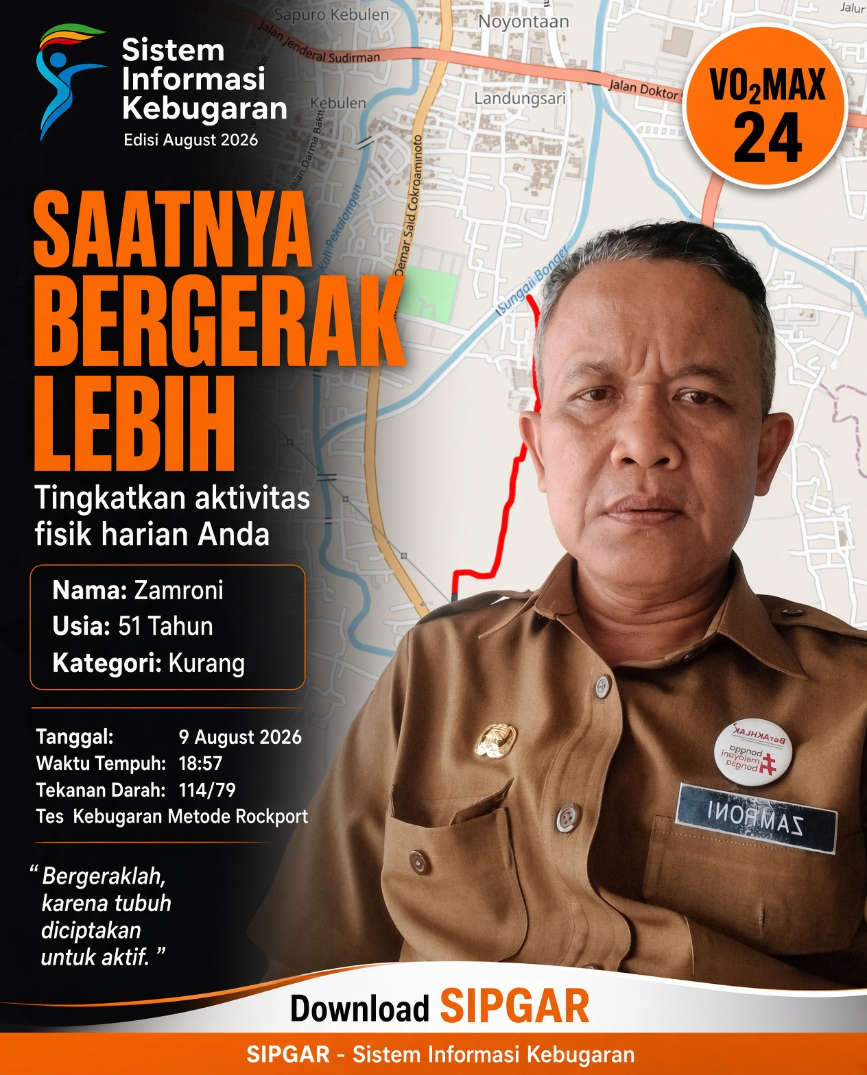 Cover hasil tes kebugaran Zamroni
