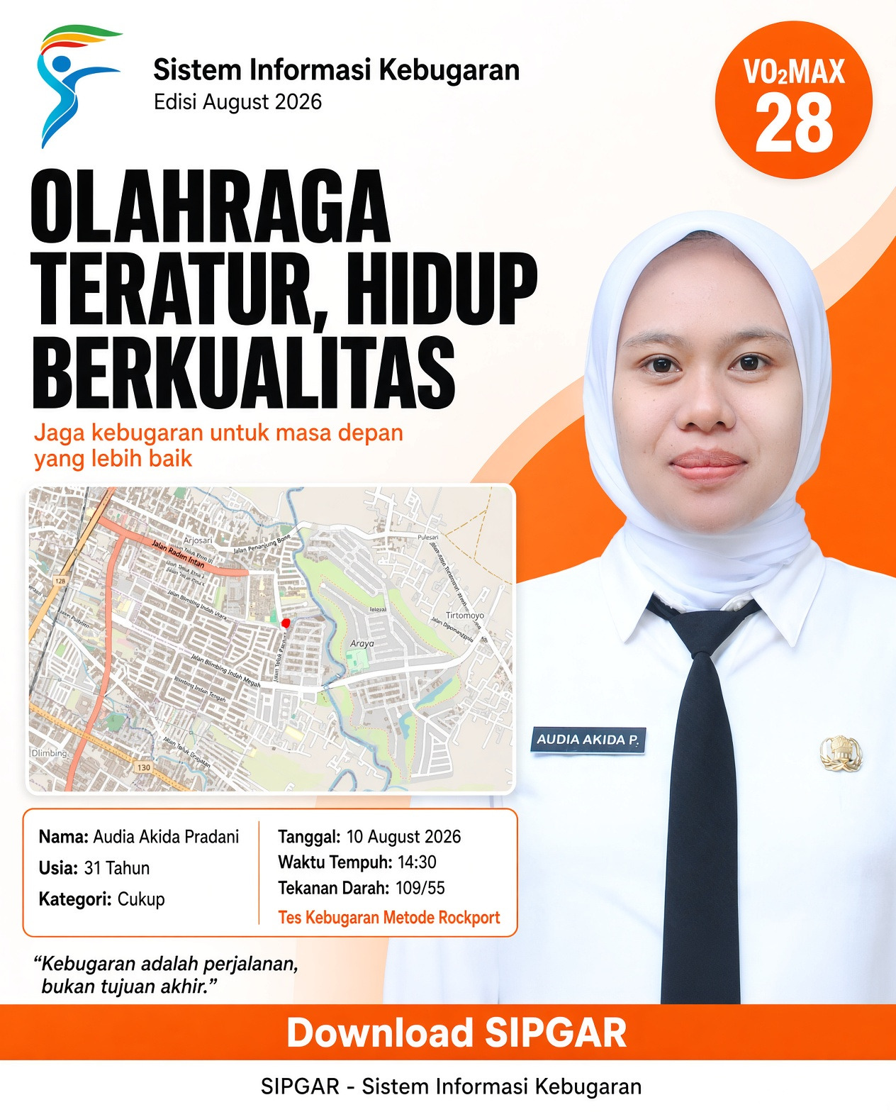 Cover hasil tes kebugaran Audia Akida Pradani