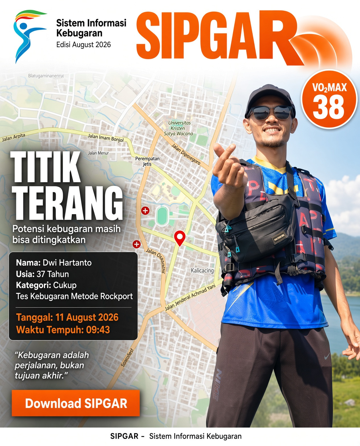 Cover hasil tes kebugaran Dwi Hartanto