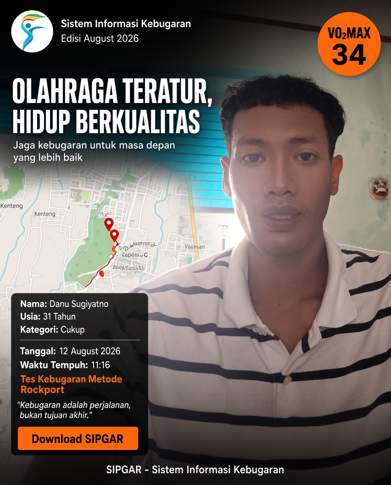 Cover hasil tes kebugaran Danu Sugiyatno
