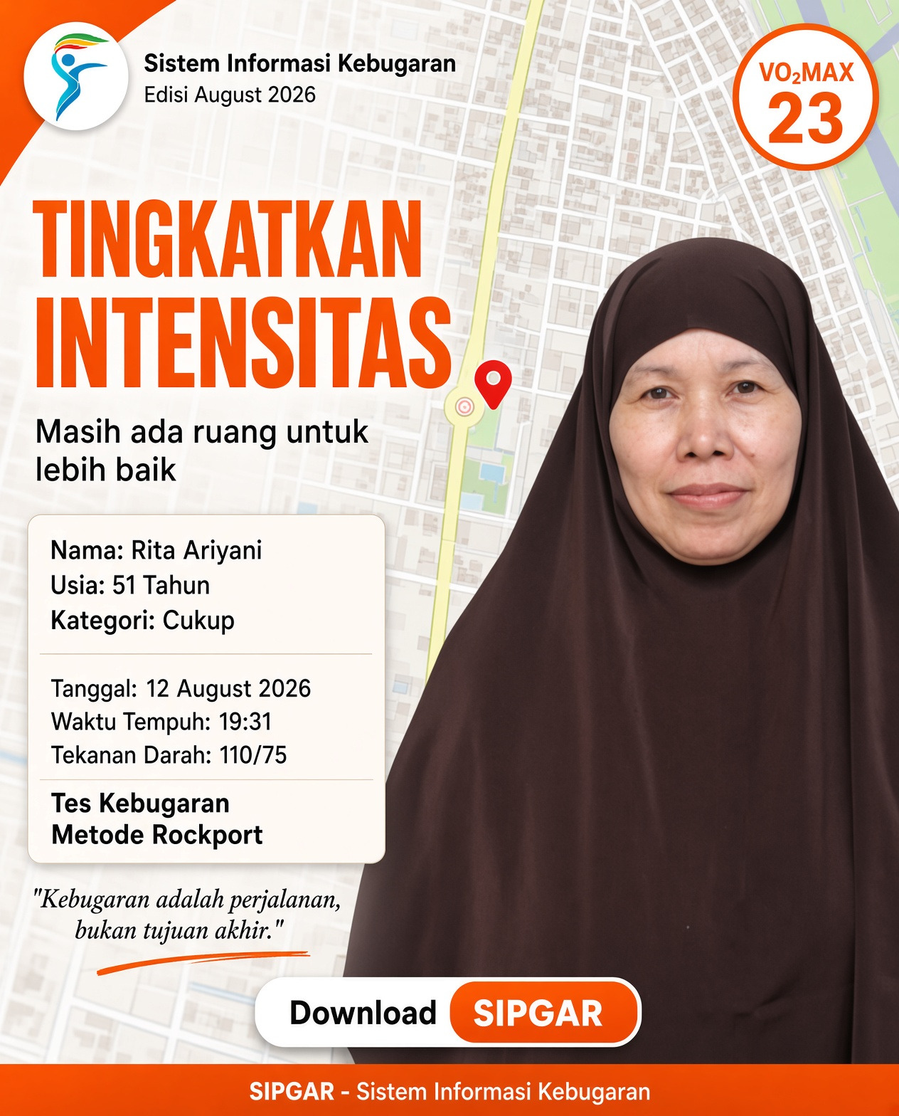 Cover hasil tes kebugaran Rita Ariyani