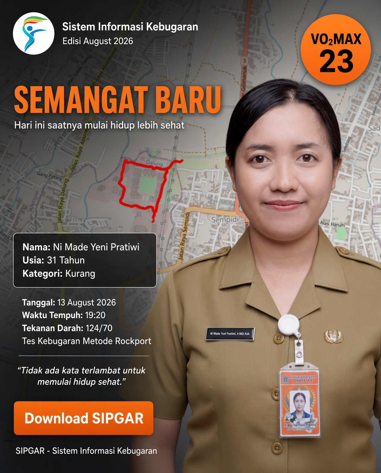 Cover hasil tes kebugaran Ni Made Yeni Pratiwi