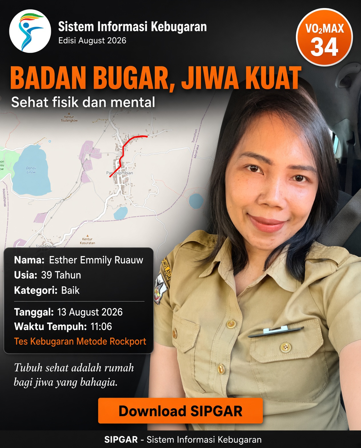 Cover hasil tes kebugaran Esther Emmily Ruauw