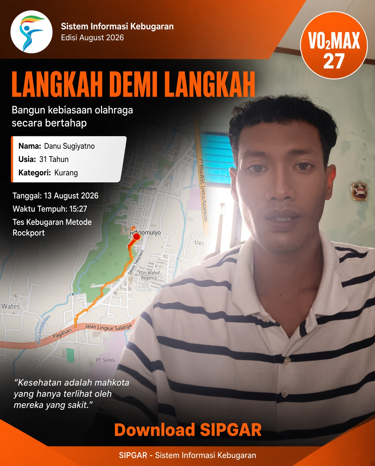 Cover hasil tes kebugaran Danu Sugiyatno