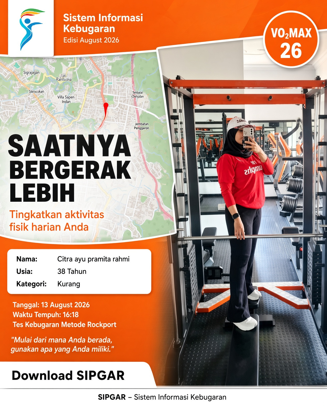 Cover hasil tes kebugaran Citra ayu pramita rahmi