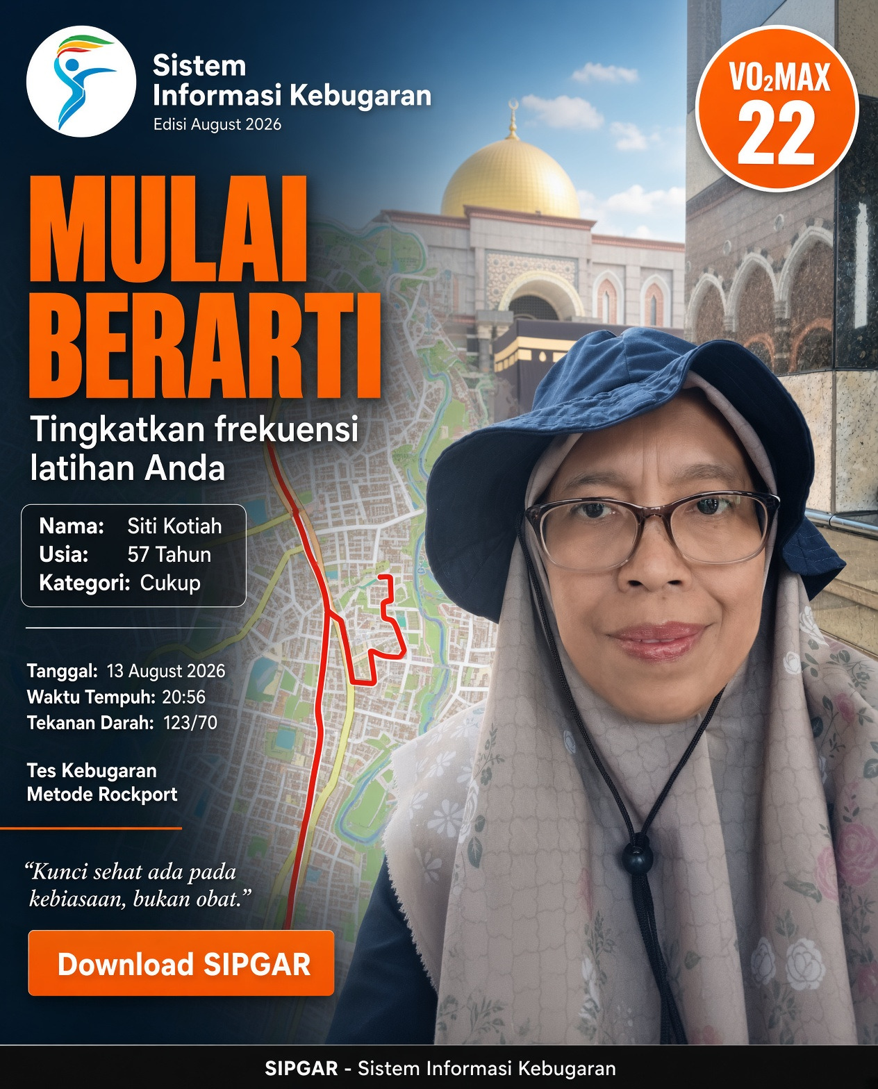 Cover hasil tes kebugaran Siti Kotiah