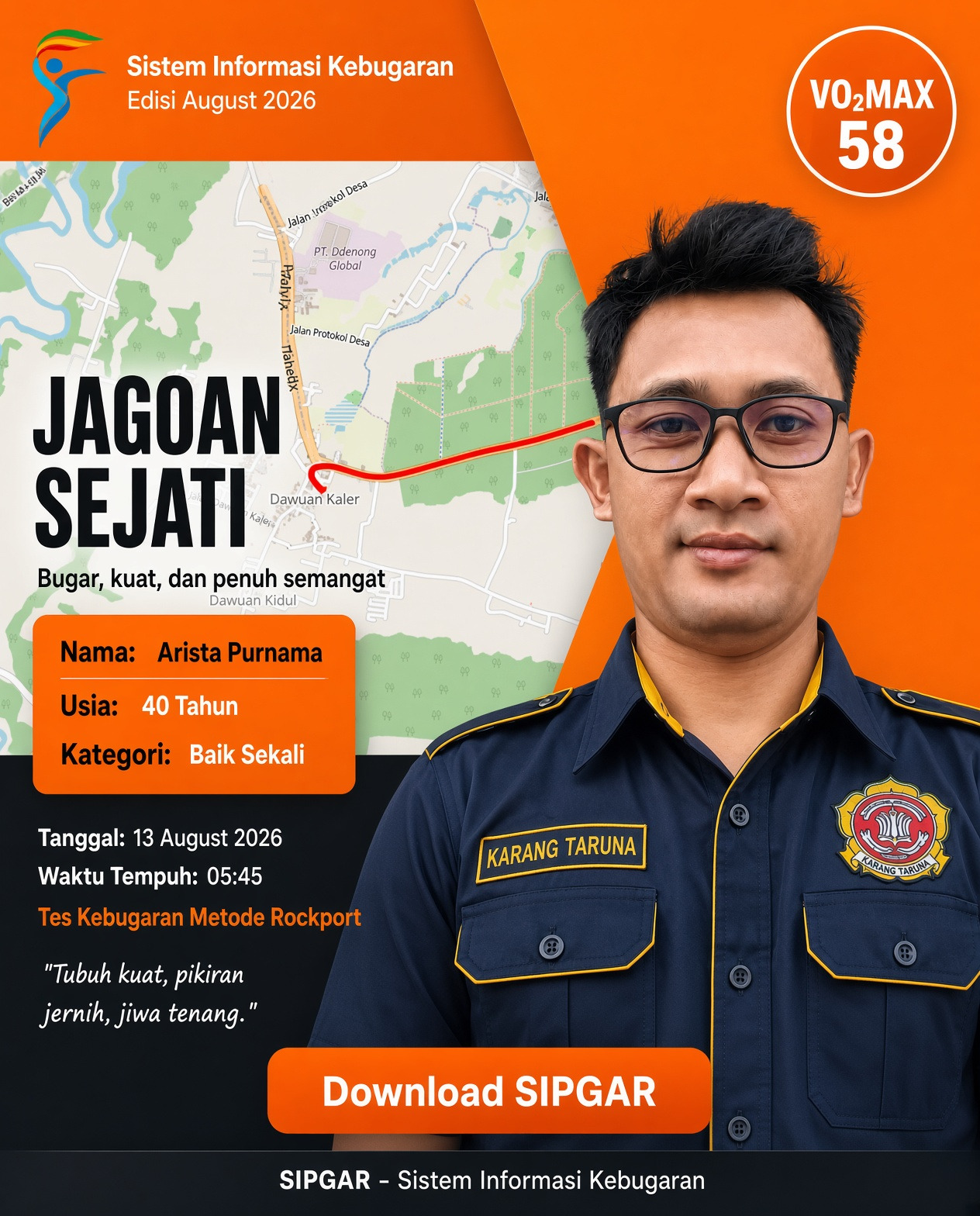 Cover hasil tes kebugaran Arista Purnama
