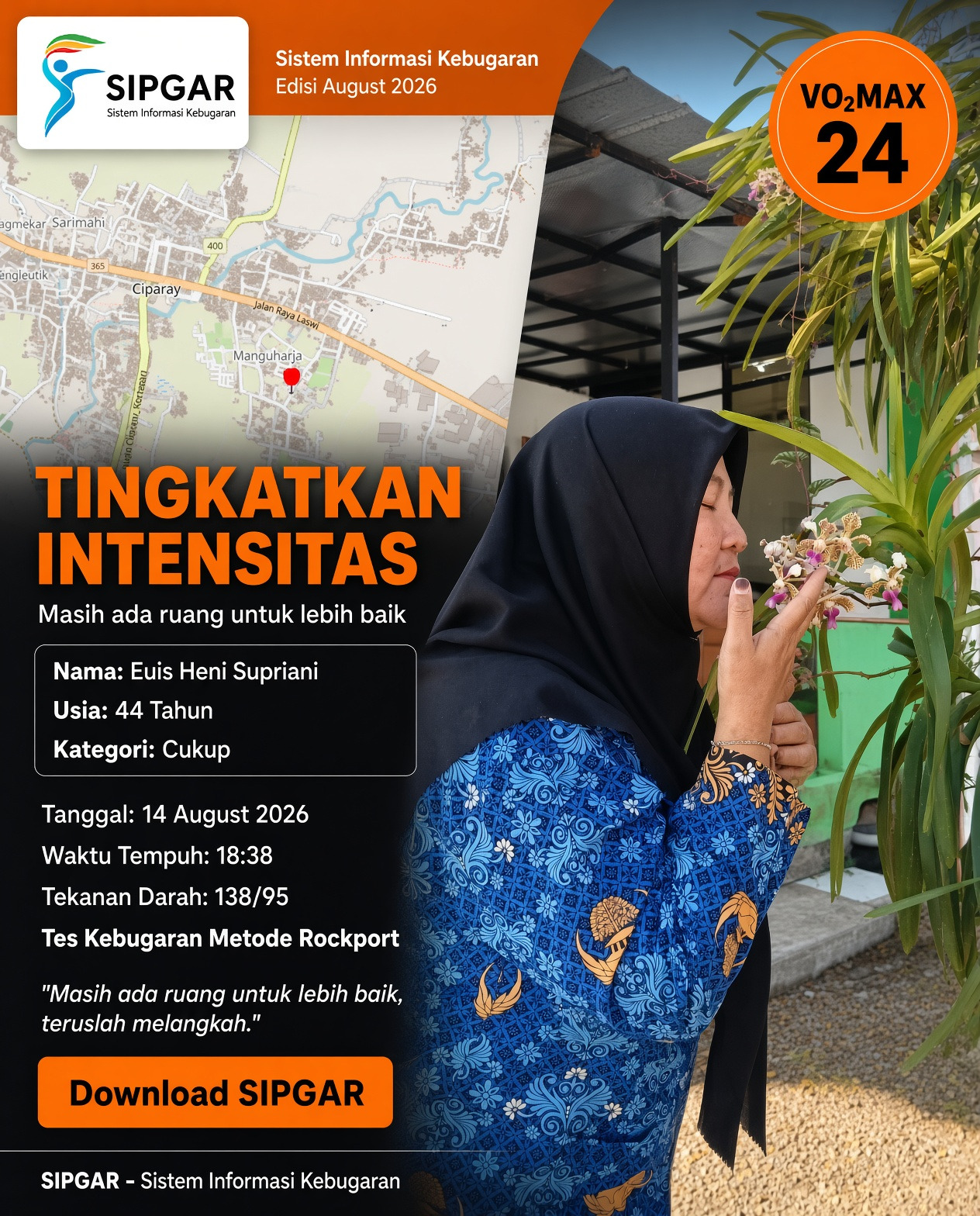 Cover hasil tes kebugaran Euis Heni Supriani