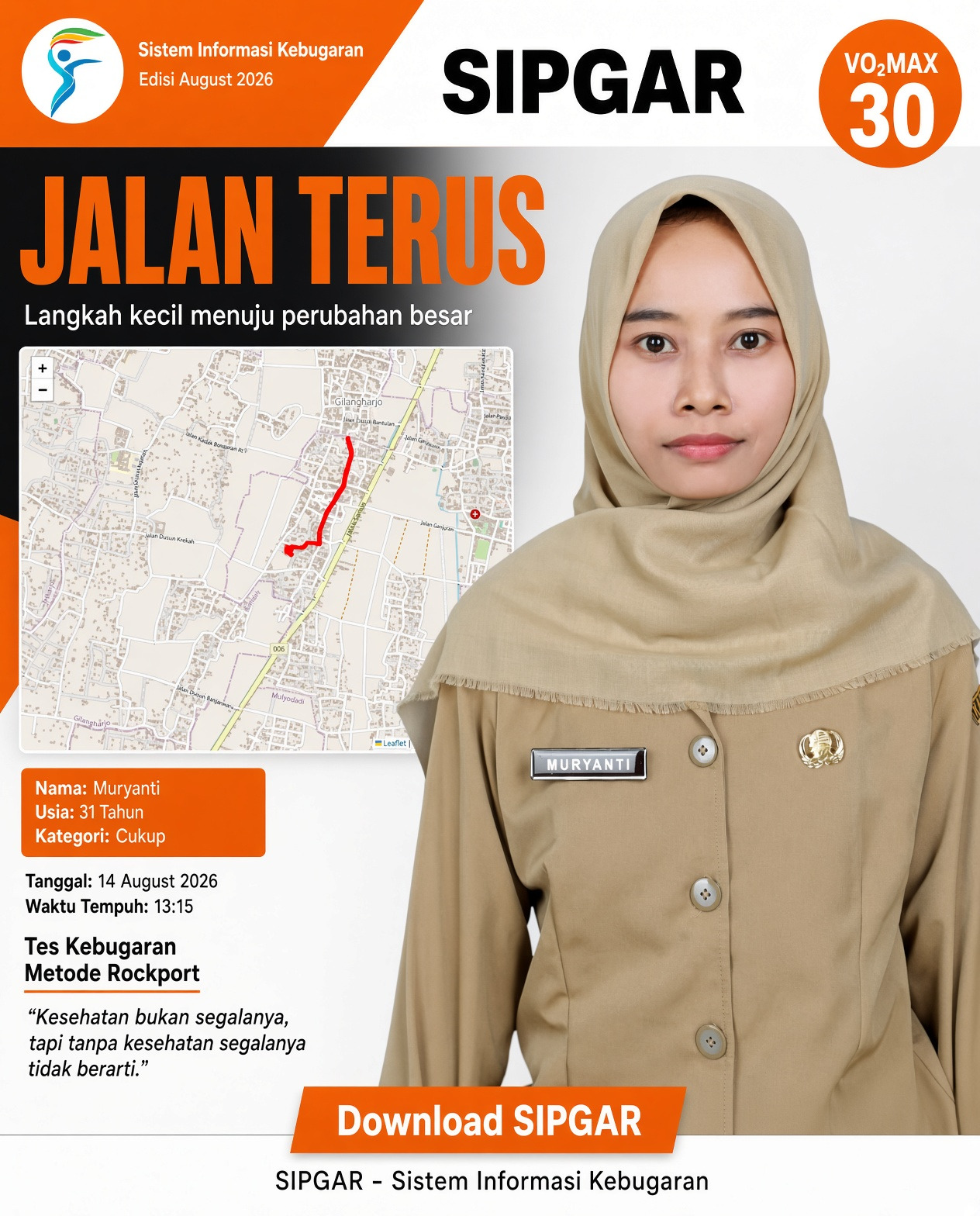 Cover hasil tes kebugaran Muryanti