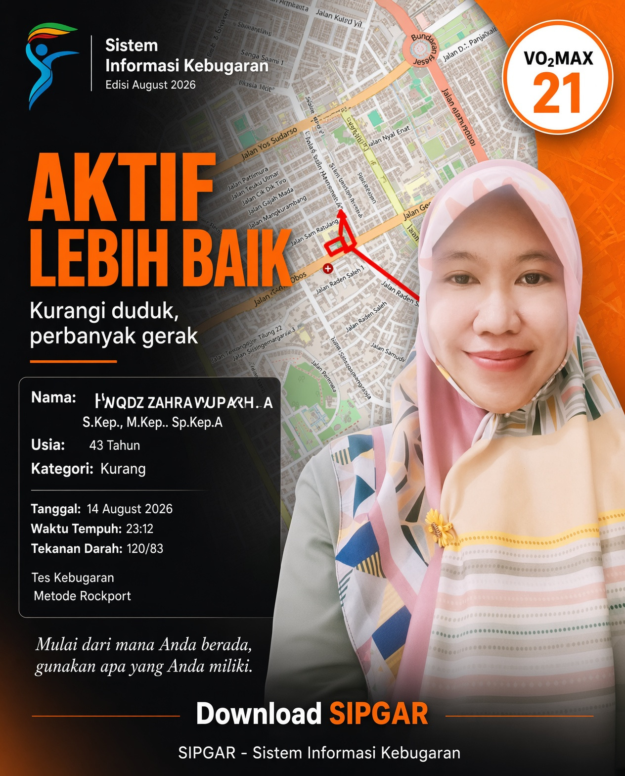Cover hasil tes kebugaran MUNQIDZ ZAHRAWAANI, S.Kep., M.Kep.. Sp.Kep.A