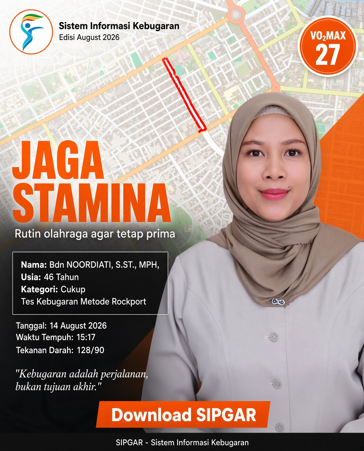 Cover hasil tes kebugaran Bdn NOORDIATI, S.ST., MPH,
