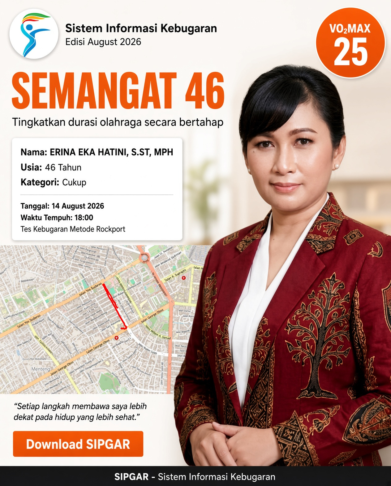 Cover hasil tes kebugaran ERINA EKA HATINI, S.ST, MPH