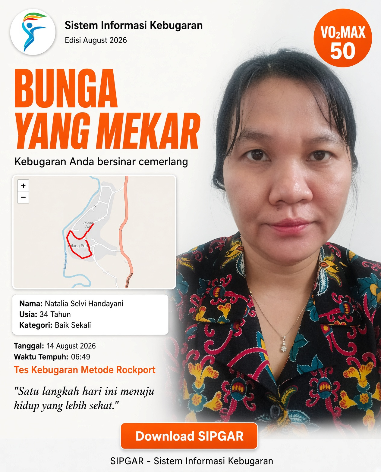 Cover hasil tes kebugaran Natalia Selvi Handayani