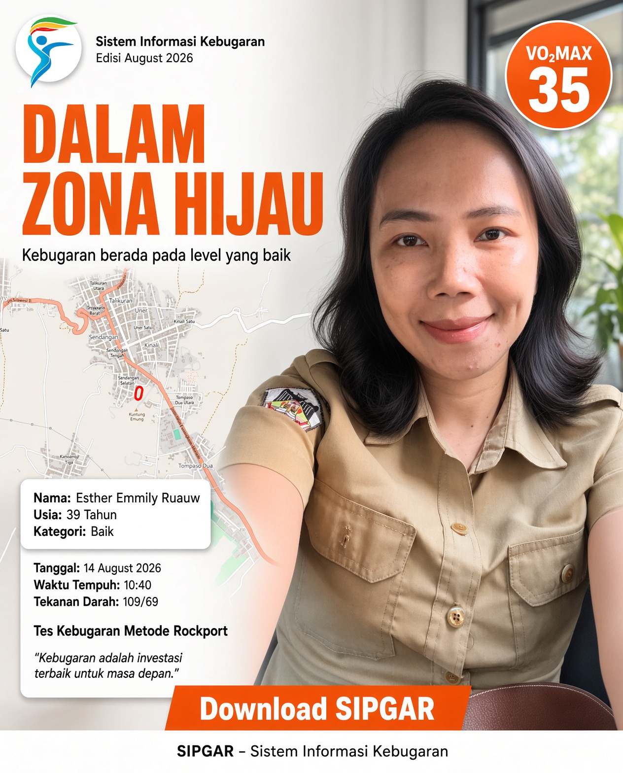 Cover hasil tes kebugaran Esther Emmily Ruauw
