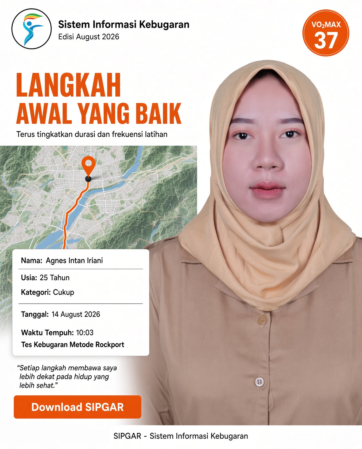 Cover hasil tes kebugaran Agnes Intan Iriani