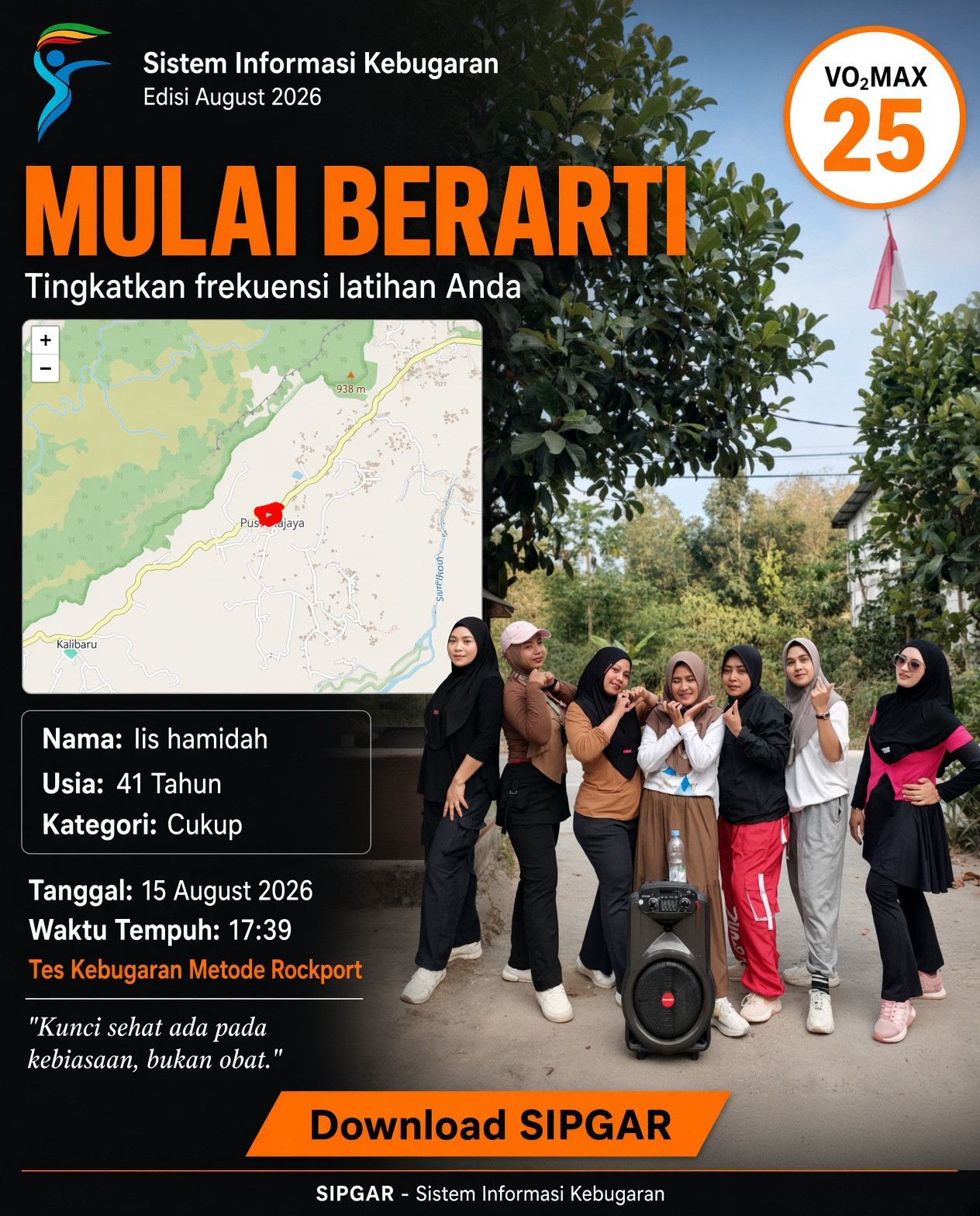 Cover hasil tes kebugaran Iis hamidah