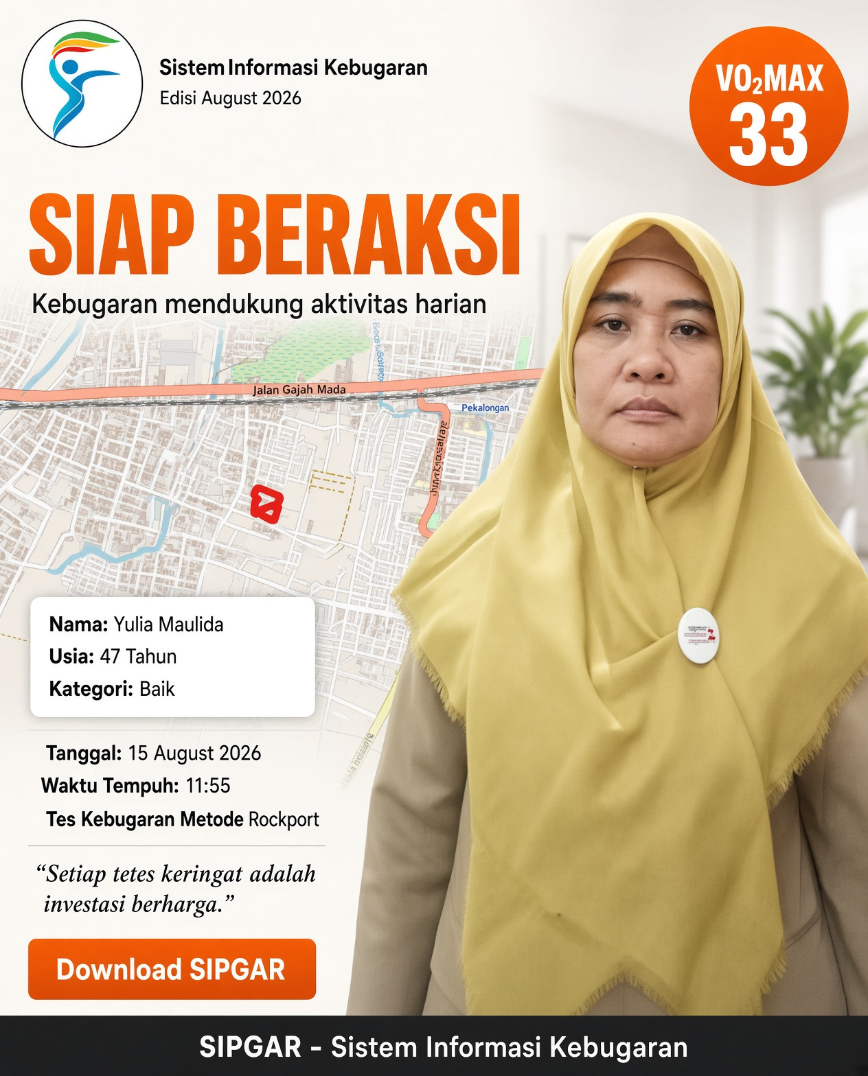Cover hasil tes kebugaran Yulia Maulida