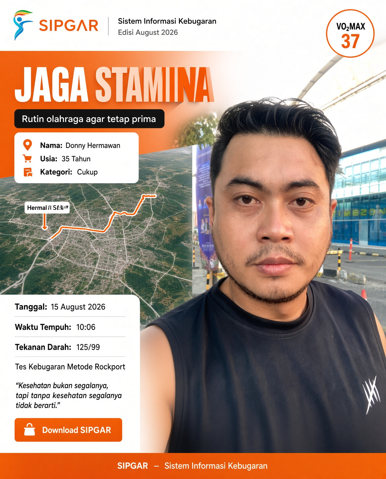 Cover hasil tes kebugaran Donny Hermawan