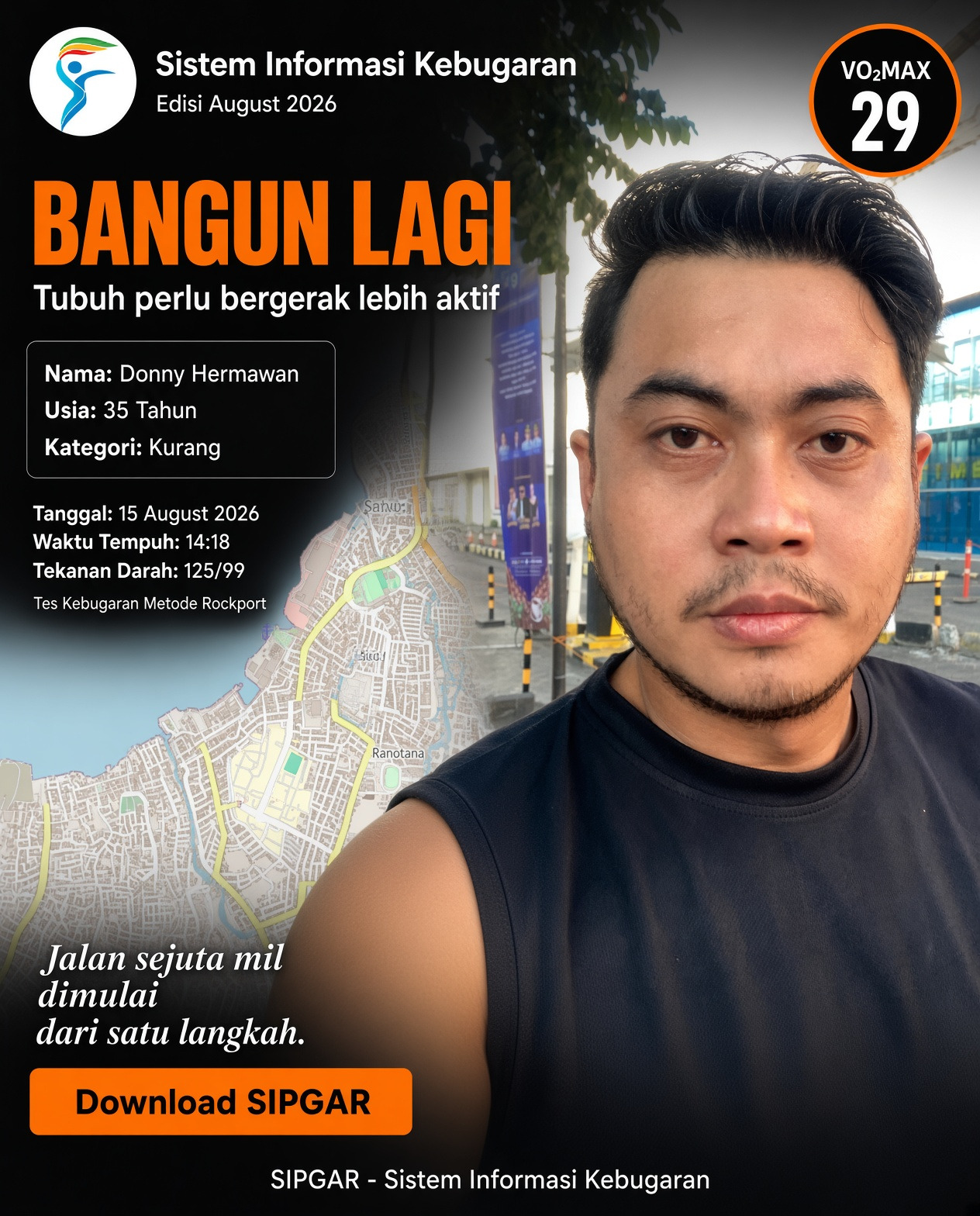 Cover hasil tes kebugaran Donny Hermawan