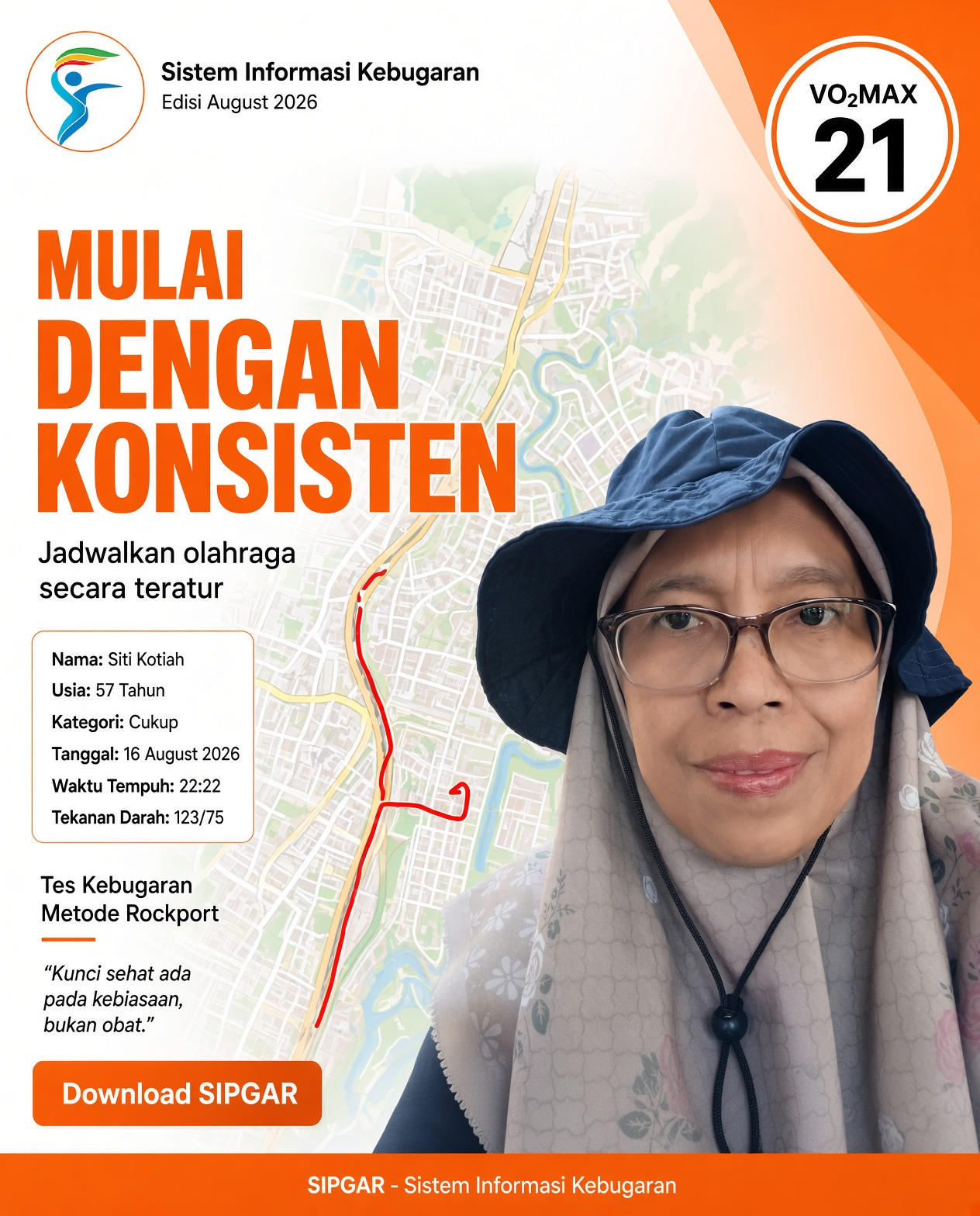 Cover hasil tes kebugaran Siti Kotiah