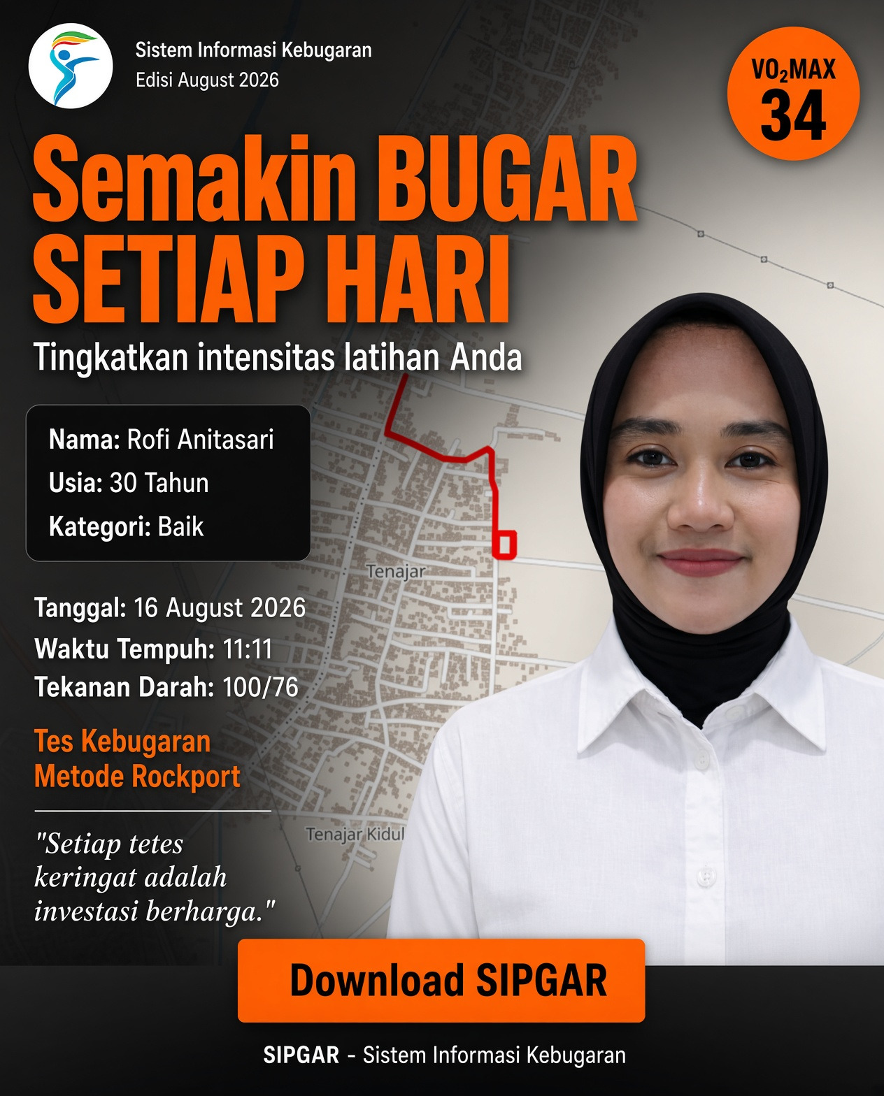 Cover hasil tes kebugaran Rofi Anitasari