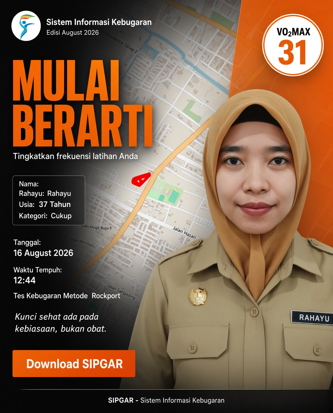 Cover hasil tes kebugaran Rahayu