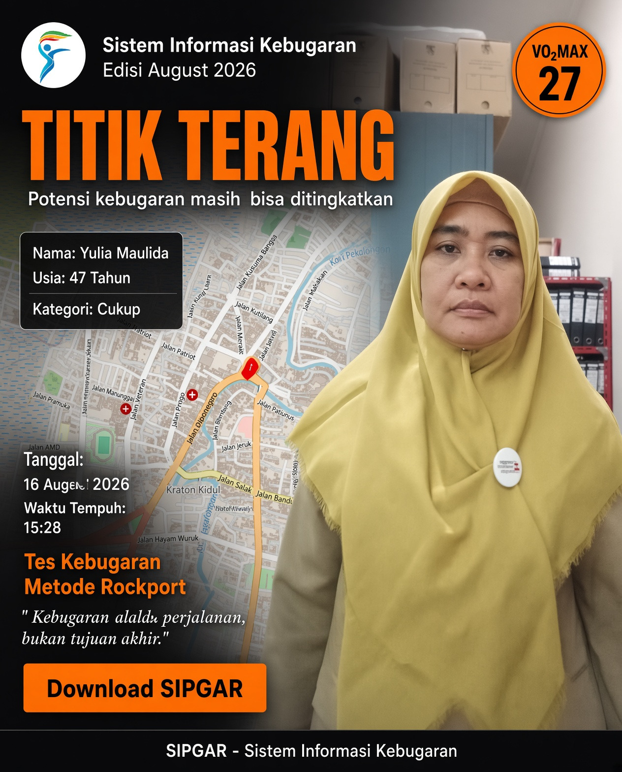 Cover hasil tes kebugaran Yulia Maulida