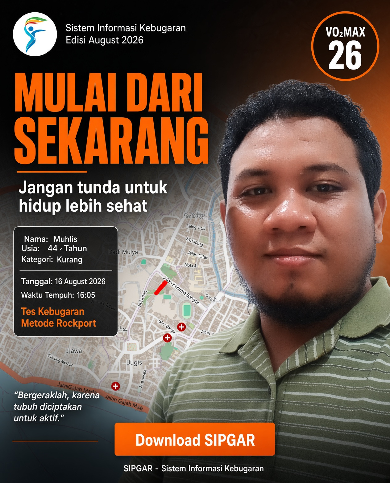 Cover hasil tes kebugaran Muhlis