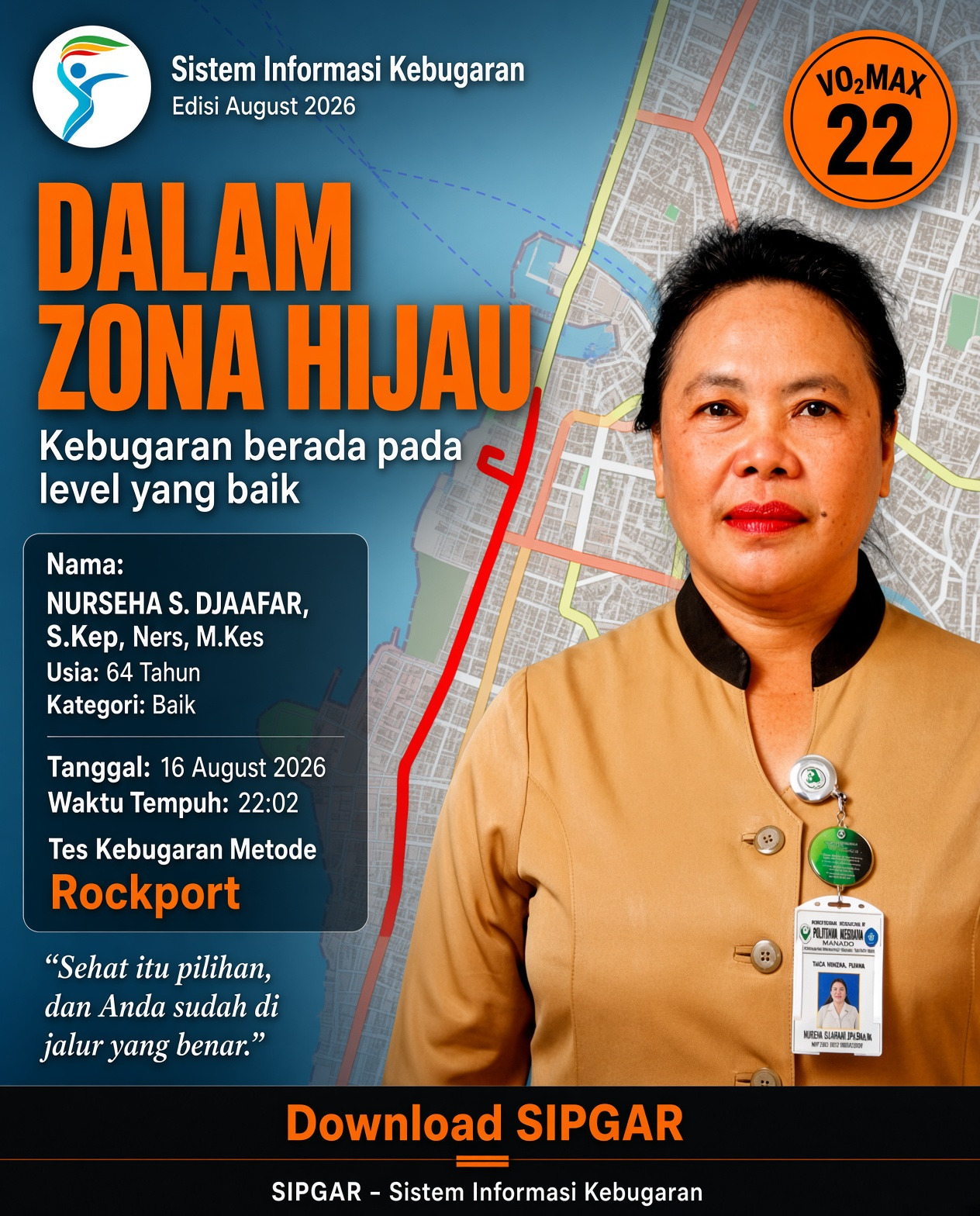 Cover hasil tes kebugaran NURSEHA S. DJAAFAR, S.Kep, Ners, M.Kes
