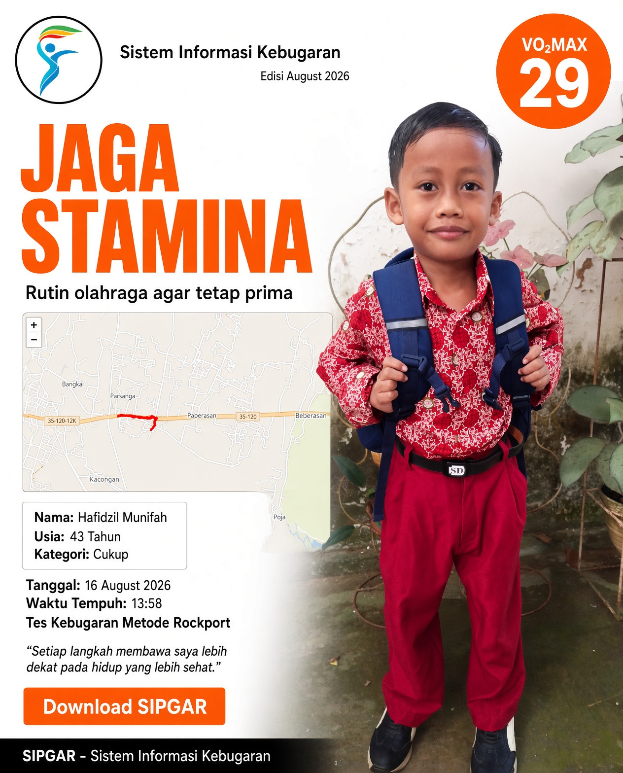 Cover hasil tes kebugaran Hafidzil Munifah